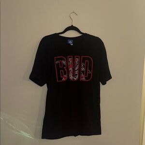 Red and Black Short Sleeve Budweiser Tee